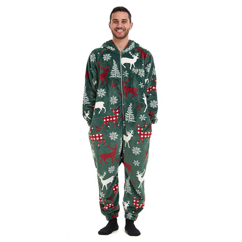 Snuggs Blanket Onesie Green Christmas Deer